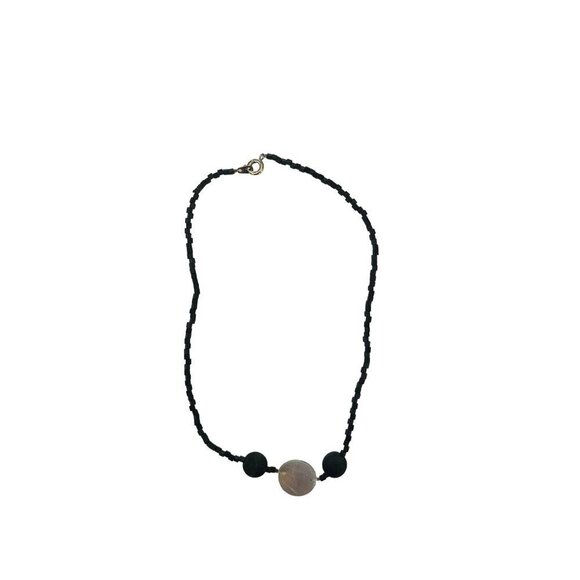 Natural Santorini Greece Volcanic Lava Black Beaded Necklace - Picture 8 of 14